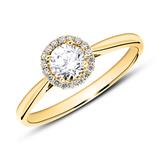 18 Karaat Gouden Halo Ring Met Diamanten