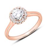 Diamond-Studded Engagement Ring In 18ct Rose Gold