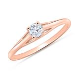 Solitaire Ring In 14ct Rose Gold With Diamond