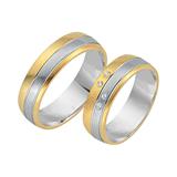 Wedding Rings 8ct Yellow-White Gold 4 Diamonds