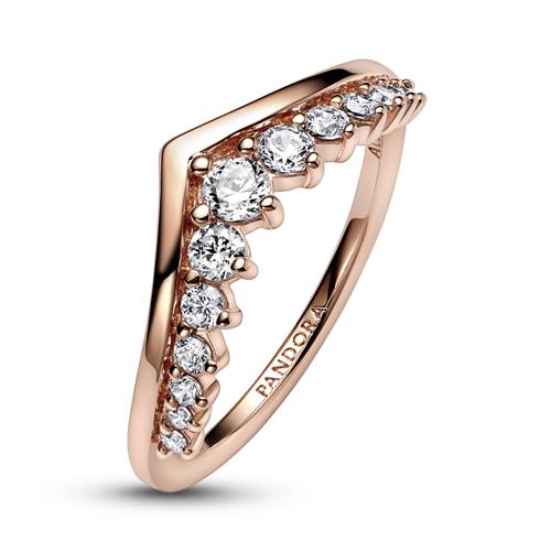 Wishbone Ring For Ladies, Rosé With Cubic Zirconia