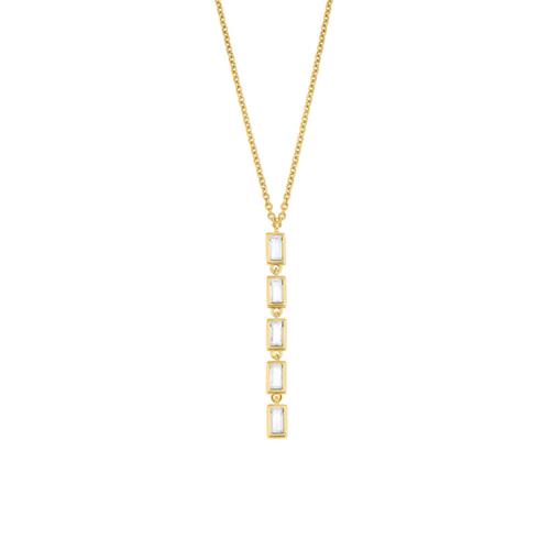 Ladies' Necklace In Gold-Plated Sterling Silver With Zirconia