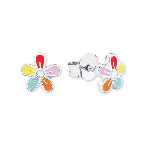 Stud Earrings Flower For Girls In 925 Silver, Enamel