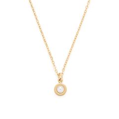 Isa summer gegraveerd collier in edelstaal met parel, IP goud