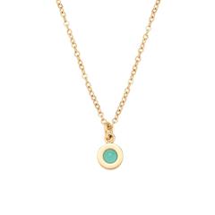 Graveer collier Aqua Isa met glas edelsteen, roestvrij staal, IP goud