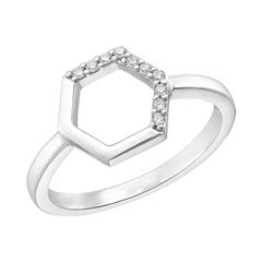 Damesring hexagon in 925 sterling zilver, Zirkonia