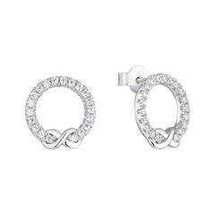 Infinity circle stud oorbellen in 925s zilver met Zirkonia