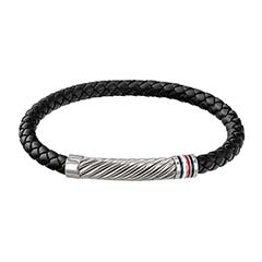 Herrenarmband Casual Core aus Leder, schwarz