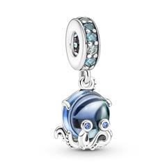 5700302986303 - Oktopus Charm-Anhänger aus 925er Silber Murano-Glas