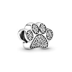 Charm Sparkling Paw aus Sterlingsilber mit Zirkonia