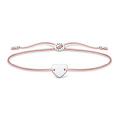 Armband hart voor dames van textiel en 925 zilver