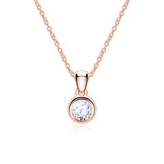 14-karaats roségouden damesketting met Diamant