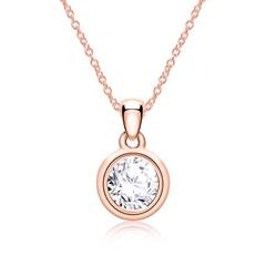 Dames ketting 14k rosegoud met Diamant