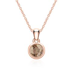 14-karaats roségouden ketting met rookkleurige kwarts hanger