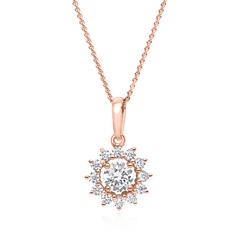 Labgegroeid diamanten collier met roségouden hanger