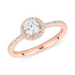 Gegraveerde halo ring met diamanten in roségoud