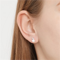 Schmuck Ohrringe Perlenohrringe Silberfarbene Ohrringe mit wei\u00dfen Perlen 