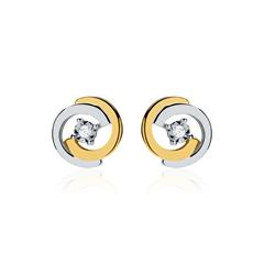 Diamantohrstecker Kreise aus 14 K Gold bicolor