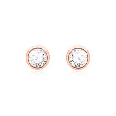 Dames oorbellen in 14k rose goud met Diamanten