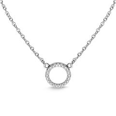 Ketting cirkel 18 karaat witgoud 22 Diamanten 0,07 ct.