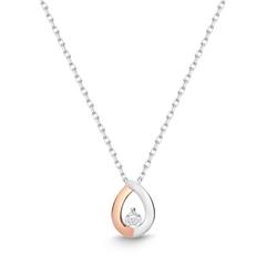 14 karaat witgouden ketting druppel Diamant