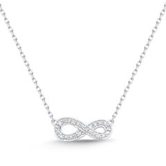 14 karaat witgouden ketting 8 Diamanten 0.024 ct.