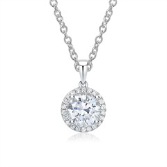 Diamanten ketting halo hanger 18k witgoud