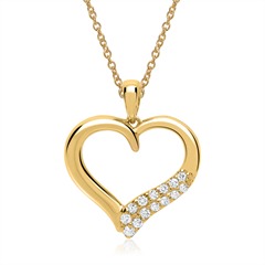 Geelgouden ketting hanger 14 Diamanten 0.11 ct.