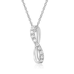 14 karaat witgouden ketting 9 Diamanten 0.0855 ct.