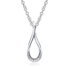 14 karaat witgouden druppel ketting 5 Diamanten