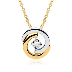 Cirkelcollier in 14 karaat goud bicolor met Diamant