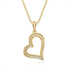 Ketting en hartjes hanger in 14 karaat goud met Diamanten