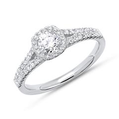 Halo ring 950 platina met Diamanten