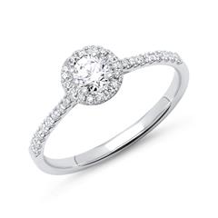 950 platina halo ring met Diamanten