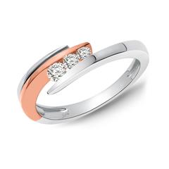 Damesring 14 karaat witgoud 3 Diamanten 0.16 ct.