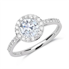 Halo ring 950 platina met Diamanten