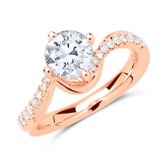 Diamanten ring 14 karaat roségoud