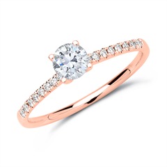 Diamanten ring 14 karaat roségoud