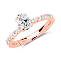 Diamanten ring 14 karaat roségoud