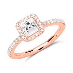 14 karaat roségouden halo ring met Diamanten