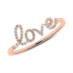 Liefdesring in 14k roségoud met Diamanten