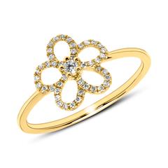 14k gouden ring bloem met Diamanten