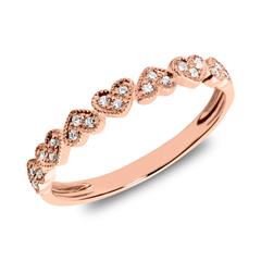 14 karaat roségouden harten ring met Diamanten