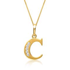 8 karaat gouden letter c hanger met Zirkonia