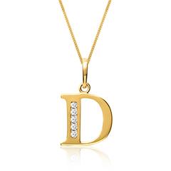 8 karaat gouden letter d hanger met Zirkonia