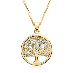 Elegante 8 karaat gouden tweekleurige boom ketting