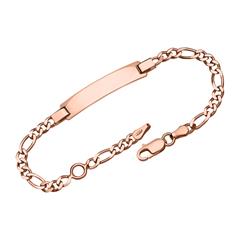 Figaro armband met graveerplaatje rosé