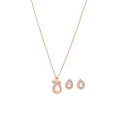 4064092131338 - Ohrring und Ketten Set FOSSIL Tropfen JF03765040 JF04029791 Schmuck-Sets rosegold (roségoldfarben perlmuttfarben kristallweiß kristallweiß) Damen Brautschmuck mit Perlmutt und Glassteinen