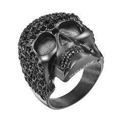 1005371100006 - Totenkopf Ring Eager für Herren aus Edelstahl IP Gun