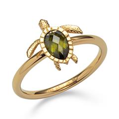 1005363300001 - Damenring Turtle aus Edelstahl mit Zirkonia IP Gold